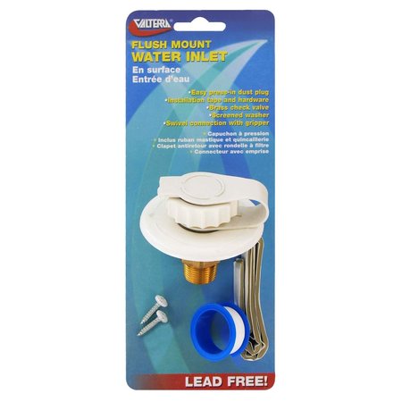 VALTERRA WATER INLET, 2-3/4IN PLASTIC FLANGE, WHITE, LEAD-FREE, CARDED A01-0170LFVP